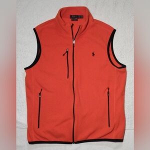POLO Ralph Lauren Active Performance Orange Fleece Pony Full Zip Vest - Men's XL